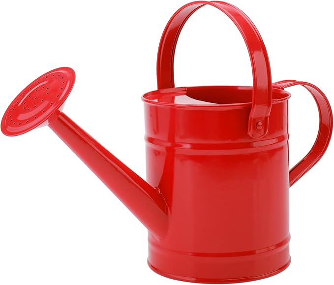 Finderomend Metal Watering Can 1.5L/51oz, Iron Art for Kids Watering Can, Watering Can for Outdoor Plants Home Office Small Portable Indoor Watering Equipment (Red)