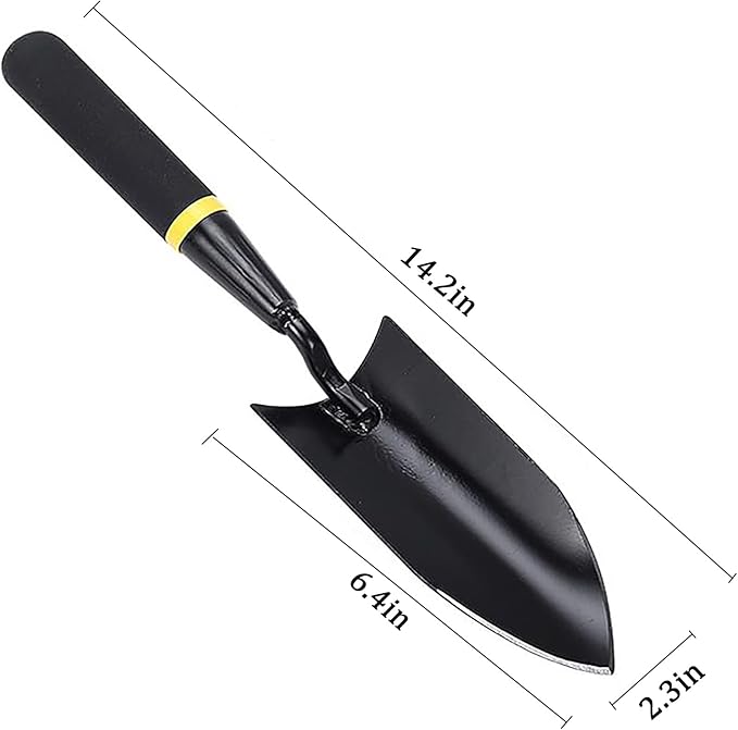 Garden Hand Trowel Set, Carbon Steel with Rubber Grip, Heavy Duty for Digging and Planting, Black, 2-Pack