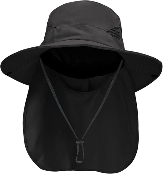 NPQQUAN Sun Hats for Men Women with Neck Flap UPF 50+ UV Protection Wide Brim Bucket Hat Safari Hiking Fishing Hats