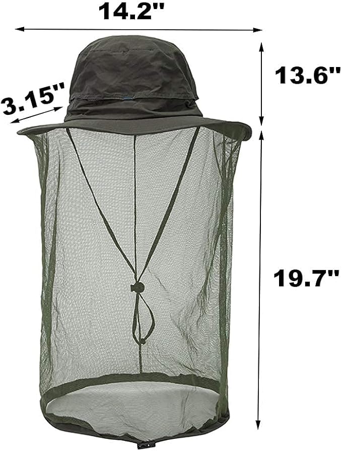 Peicees Head Net Hat for Men Women Adventure Fishing Hat Safari Hat for Hunting Camping Hiking