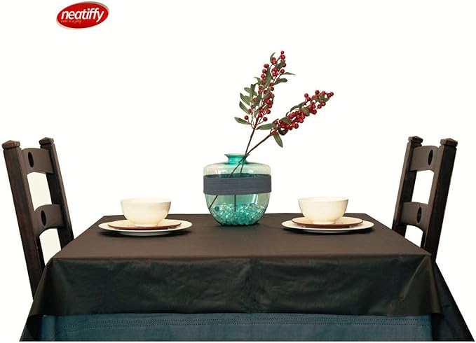 Neatiffy Disposable Plastic Table Cloth Roll | 54 in x 108 Ft Waterproof Tablecloth | Table Cover for Rectangle, Square, Round Oval Tables | Picnic, Party, Banquet, Birthdays, Weddings - Black