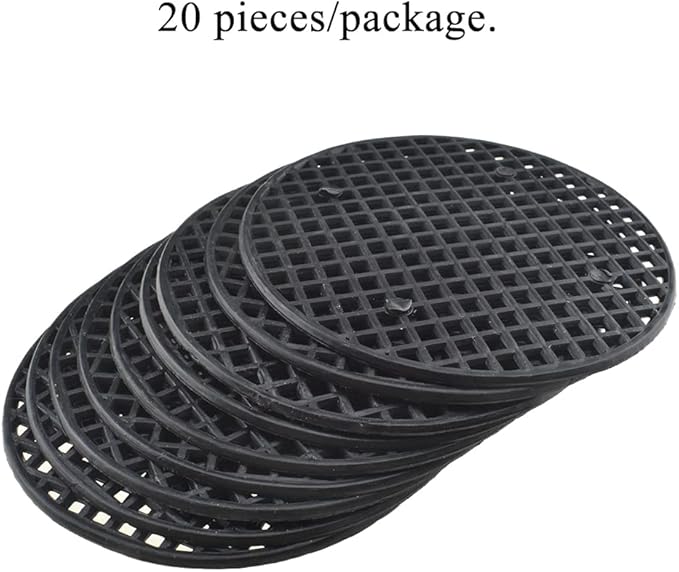 HAHIYO 20PCs 2.95Inch/7.5Cm Black Round PP Plastic Flower Pot Hole Mesh Pad Bottom Grid Mat Bonsai Drainage mesh Hole Screens Gasket Prevent Soil Loss Breathable Gasket Drainage Netting for Bonsai