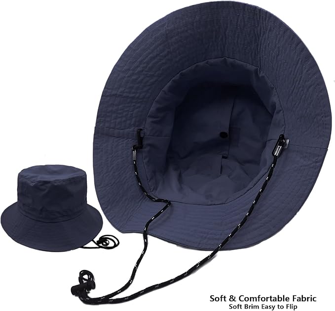 woogwin Waterproof Bucket Rain Hat with Chin Strap Quick Dry Packable Boonie Sun Hat Safari Hat UV Protection