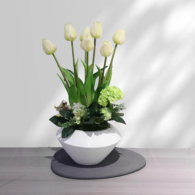 Elfcool Quick Dry Absorbent Flower Pot Saucer Dirp Tray Diatomaceous Earth Plant Mat for Indoor Outdoor Plants (8''&12''-Dark Grey-2pack)