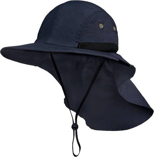 SUN CUBE Sun Hat for Men, Wide Brim Fishing Hat Neck Flap Cover Men, Women, Hiking, Camping, Sun Protection UV, Gardening