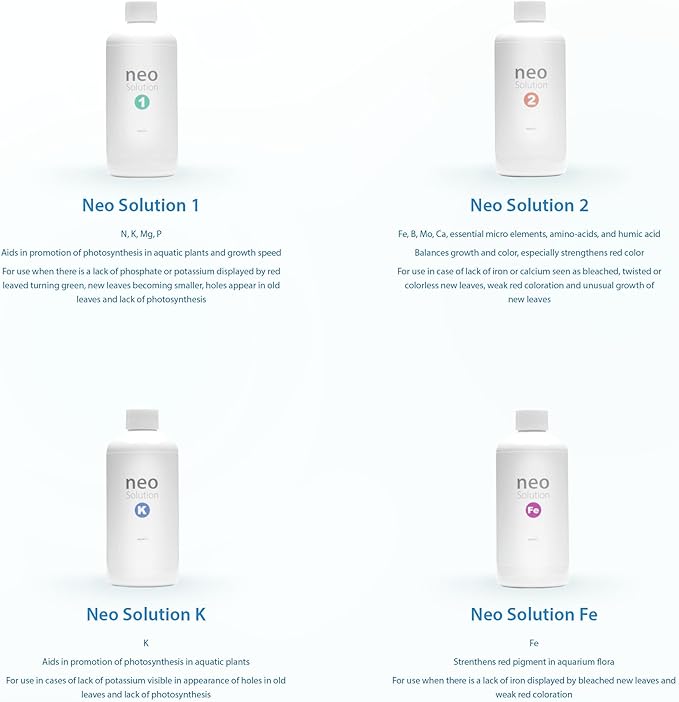 Plant Fertilizer for Aquarium Plants - Liquid Fertilizer with Nitrogen, Phosphorus, Potassium, Magnesium to Promote Growth & Photosynthesis in Aquatic Environments - Neo Solution 1, 1000ml