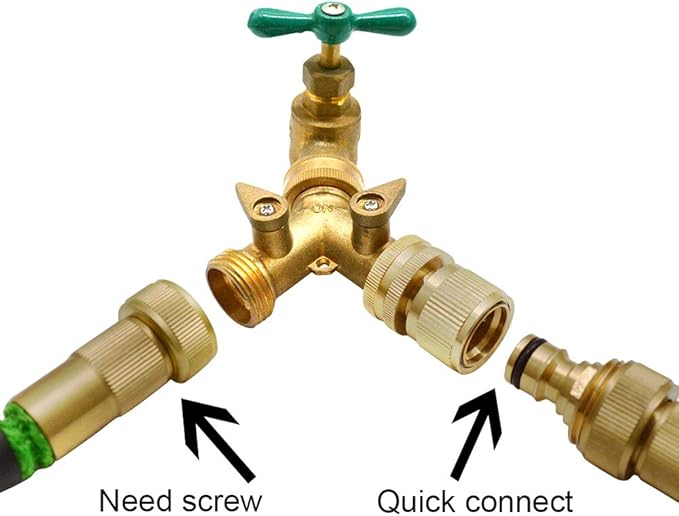 HQMPC Garden Hose Quick Connector Water Hose Quick Connect ¾ inch GHT Brass Easy Connect Fitting Quick Connect Hose Fittings Garden Hose Fitting Water Hose Connectors (3SETS)