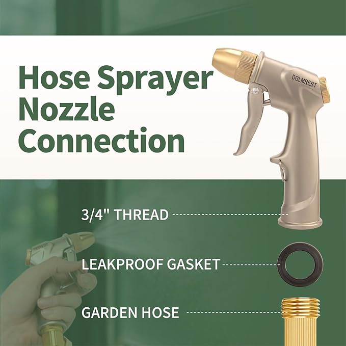Metal Garden Hose Nozzle Spray - Heavy Duty 4 Spray Patterns 360° Rotating, Ergonomic Handle, Leak-Proof Fit for Watering, Cleaning, Car Wash(Upgrade nozzle)