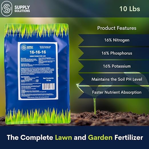 16-16-16 Complete Lawn & Garden All Purpose Granular Fertilizer - The Ultimate Plant Food for Lush Greenery & Vibrant Blooms - for All Plants, Vegetables, Fruits, and Berries - 10lbs