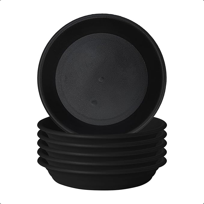 7.5 inch (5.9" at Base) Plastic Plant Saucer Drip Trays Pack of 6, Plant Trays for Indoors, Durable Sturdy Strong Planter Flower Pot Saucers for Outdoor