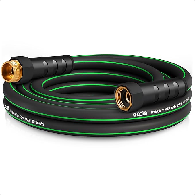 Heavy Duty Garden Hose 10ft, NON-EXPANDABLE Flexible Water Hose, Kink Resistant Lightweight Hybrid Hose, Leakproof Hose Male to Female Fittings
