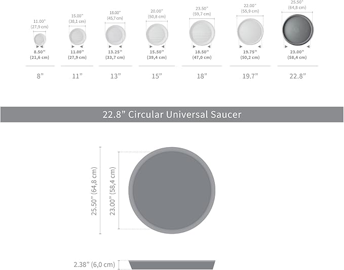 Crescent Garden Universal Round Planter Saucer, Durable Drainage Dish for Plant Pots, Heavy-Duty Plant Dishes Saucer, Indoor & Outdoor Plant Trays - Parchment (23 inch Inner, 25 inch Outer Diameter)