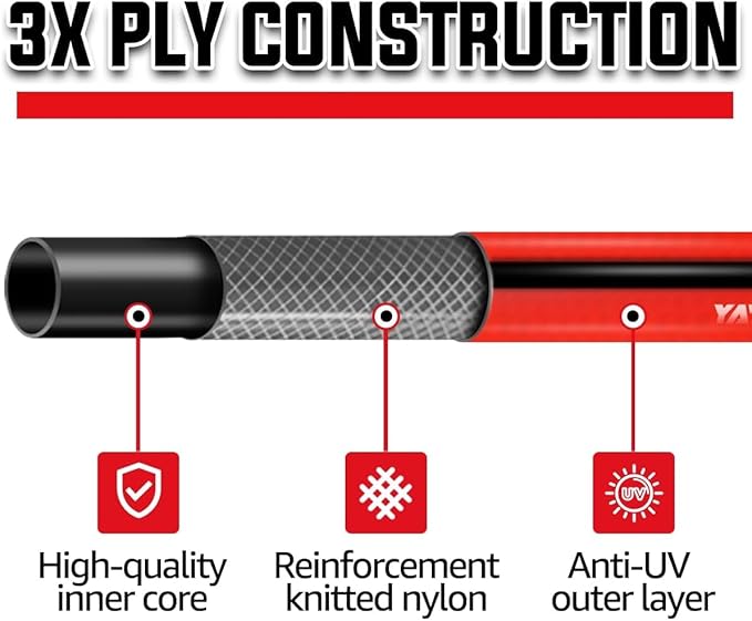 YAMATIC Short Garden Hose 5/8" x 6 ft, 300 PSI, 3/4" Brass Swivel Connectors: Flexible Short Water Hose for All-Weather Use, Drinking Water Safe and Kink Resistant