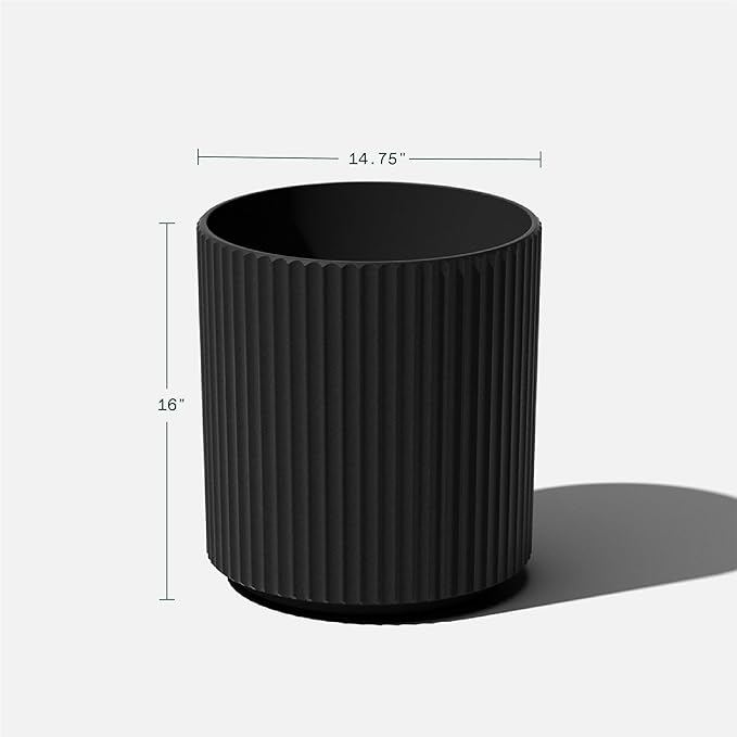 Veradek Demi Series Round Planter for Porch, Patio, Backyard | Durable Plastic-Stone Composite Material | Modern Décor for Tall Plants, Flowers