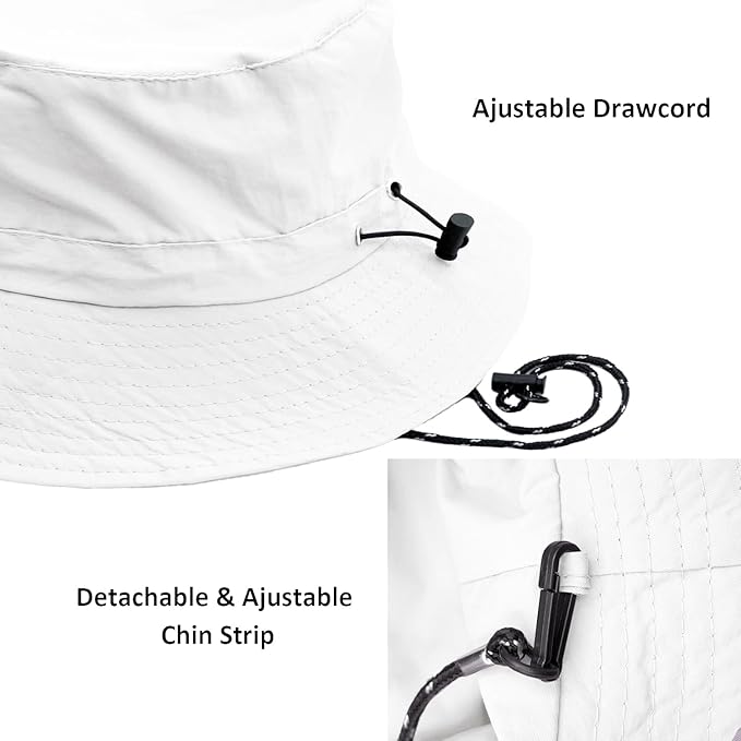 woogwin Waterproof Bucket Rain Hat with Chin Strap Quick Dry Packable Boonie Sun Hat Safari Hat UV Protection