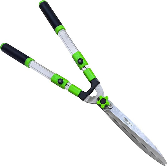 Extendable Hedge Shears - Professional Garden Trimmer with Straight Blade, Adjustable Handle for Borders, Bushes & Pruning, Heavy Duty Bush Cutter & Gardening Scissors