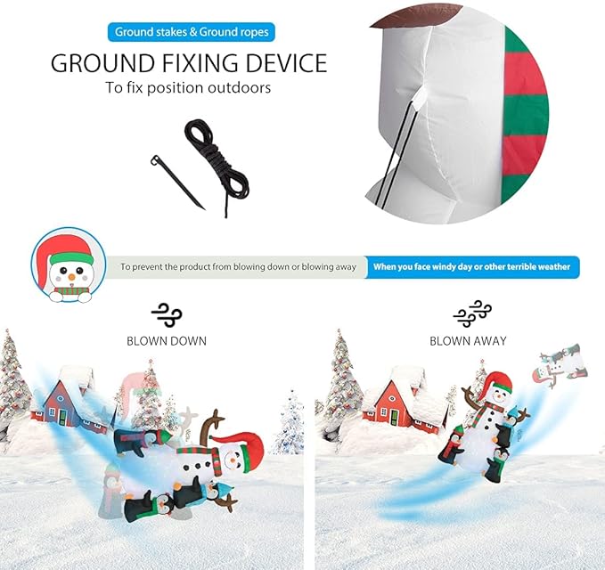 VIVOHOME 6FT Christmas Inflatable Outdoor Decoration, Snowman with Penguin, Navidad Blow Up Yard Decor with Built-in LED Light for Lawn, Garden, Party