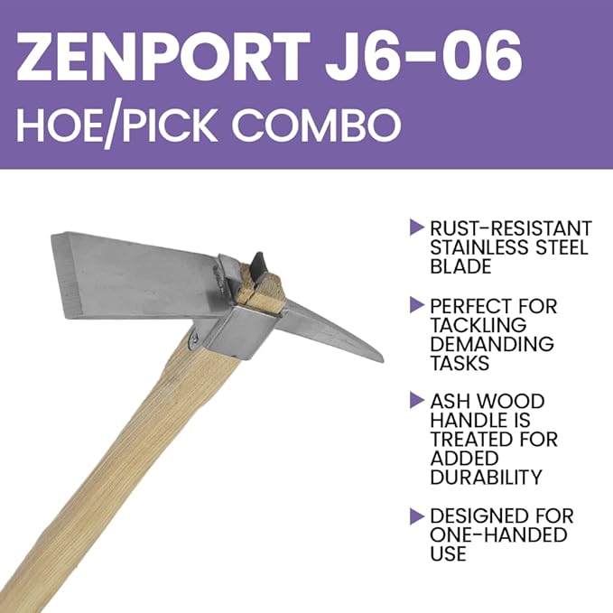 Zenport J6-06 Planting Hoe with Pick, 2.5 Inch Stainless Steel Blades, Beige - 12 Pack