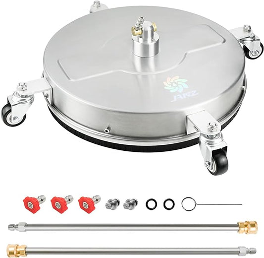 janz 17" Pressure Washer Surface Cleaner with 4 Wheels, 1/4" Quick Plug, 2 Extension Wands, 2 Replacement Nozzles and 3 Spray Nozzles, 4000 PSI