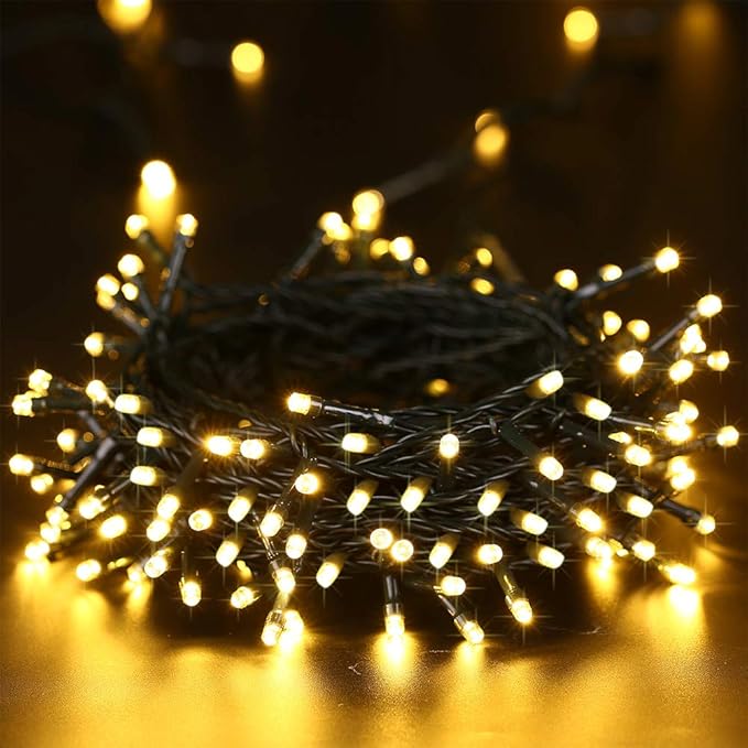 LYHOPE Christmas Lights, 200 LED 72ft 8 Modes Battery Operated Waterproof Fairy Christmas String Lights for Outdoor & Indoor, Patio, Lawn, Landscape, Garden, Xmas Tree, Holiday (Warm White)