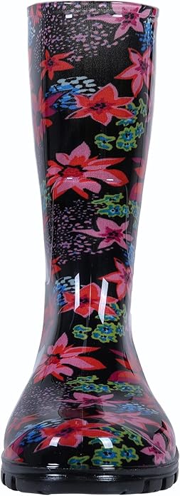 Asgard Women's Mid Calf Rain Boots Printed Waterproof Rubber Boots Short Garden Shose