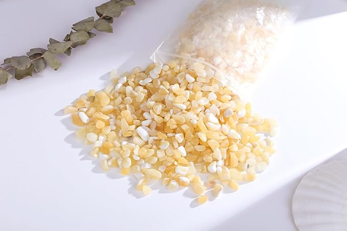 QINJIEJIE Yellow Jade Crystals Chips Natural Stone Gravel Bulk Crushed Rocks Pieces Polished Quartz Stone 0.55Lbs Decorative Fish Tank Pebbles Vase Filler Irregular Shaped Tumbled Gemstone for Home
