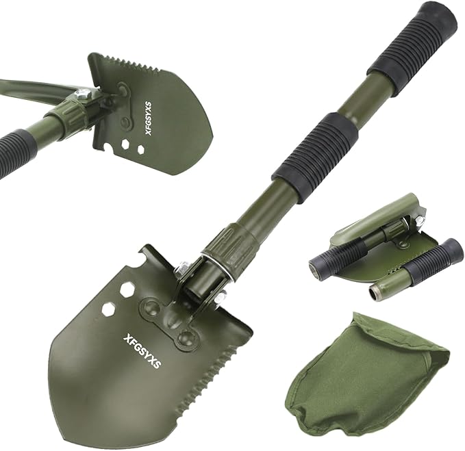 Mini Folding Camping Shovel, Lightweight Portable Small Tactical Survival Shovel, High Carbon Steel Military Shovel Entrenching Tool for Outdoor, Hiking, Digging, Backpacking, Car Emergency, Off Road