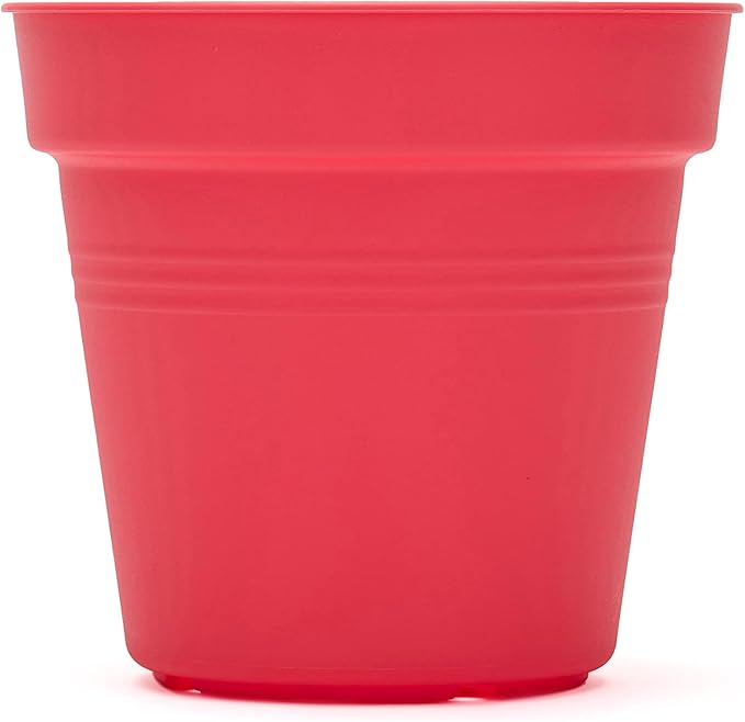 Mintra Home Garden Pots 4pk - Flowers, Herbs, Plants, Indoor, Outdoor, Colorful, Wholesale, Bulk (Coral, 19cm Diameter (7.5in))