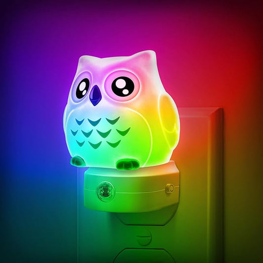 Owl Night Lights Plug Into Wall, Cute Night Light for Kids, 8-Color LED Night Light with Dusk to Dawn Sensor, Decorative Nightlight for Kid Room, Bathroom, Bedroom, Children Gift, 1 Pack