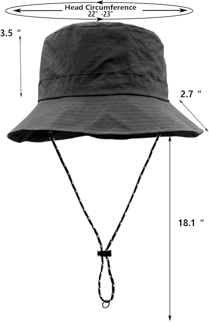 woogwin Waterproof Bucket Rain Hat with Chin Strap Quick Dry Packable Boonie Sun Hat Safari Hat UV Protection