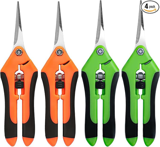 4 Pack Garden Shears, Stainless Steel Shears Gardening Tools, Scissors, Garden Clippers, Pruning Shears for Gardening Shears & Scissors (Orange Green)
