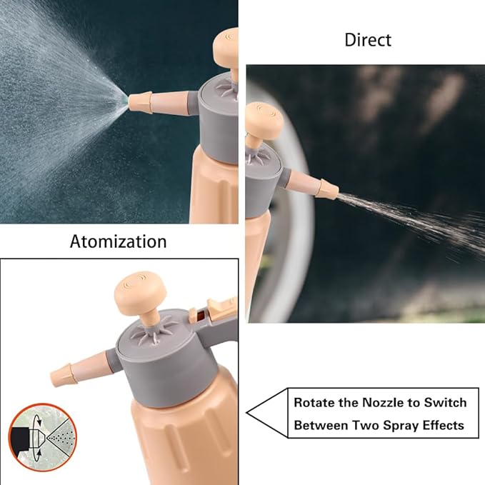 JoyTube Garden Pump Sprayer, 68 oz/0.5 Gallon Hand Held Pressure Sprayer with Safety Valve ＆ Adjustable Nozzle, Large Capacity Bottle Water Weed Flower Plant Lawn Home Washing Spray 2L(Salmon Pink)