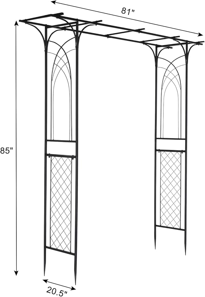 VINGLI Garden Arbor, Arch for Wedding Ceremony Party, Christmas Garden Decor Steel Garden Trellis for Plant Climbing, Pergola for Garden, Backyard, Lawn (Flat Top)