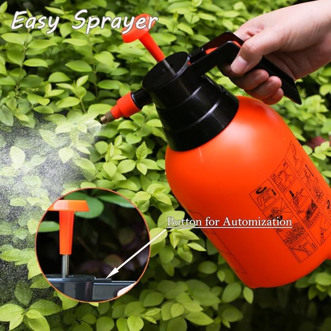2 Pack Pump sprayers in Lawn and Garden,1/2 Gallon Handheld Garden Pump Sprayer (Orange-2PCS)
