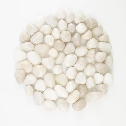 River Rocks - Natural Polished White Pebbles, 0.5-1 inch, 40 lbs - Perfect for Indoor Planting, Vase Filling, Aquarium Decoration, and Garden Landscaping (White, Weight: 40 LB)