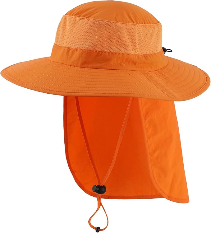 Home Prefer Outdoor UPF50+ Mesh Sun Hat Wide Brim Fishing Hat with Neck Flap Sun Hat for Men Women