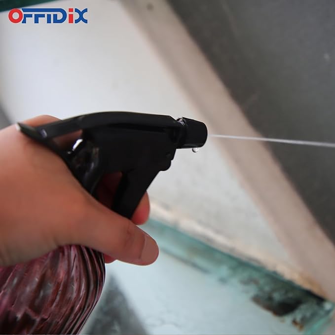 OFFIDIX Glass Spray Bottle, Pressure Watering Can, Indoor Plant Mister, Adjustable Nozzle, 0.4L/13.5oz Handheld Spray Bottle for Garden Plants Cleaning Solutions (Amaranth)