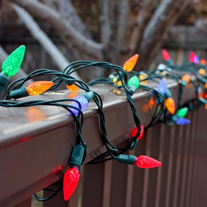 YULETIME Multicolor C6 Strawberry LED Christmas Lights, 33 ft 100 Count 4" Spacing One-Piece High Waterproof UL Certified String Light (Multi-Colored)