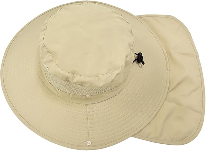 ZOORON Sun Hats for Men Women Fishing Hat with Neck Flap,UPF 50+ Sun Hat Waterproof Wide Brim Bucket Hats for Safari Hiking