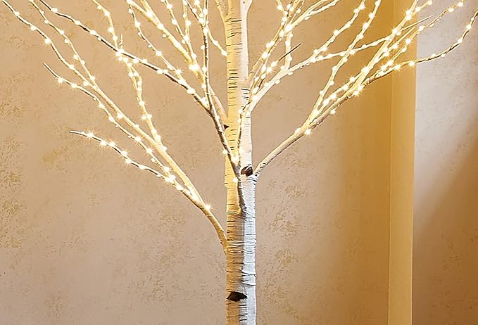 Birchlitland LED Birch Tree 4FT 200L Warm White Fairy Lights, Lighted Trees for Indoor Outdoor Home Thanksgiving Christmas Holiday Decoration