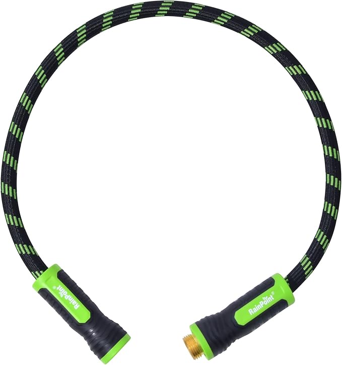 RAINPOINT Short Garden Hose 3 Feet - Lightweight 304 Stainless Steel Hose with 10 mode Nozzle - Brass Connection, Swivel Handle, Flexible Hose,No-kink, Puncture