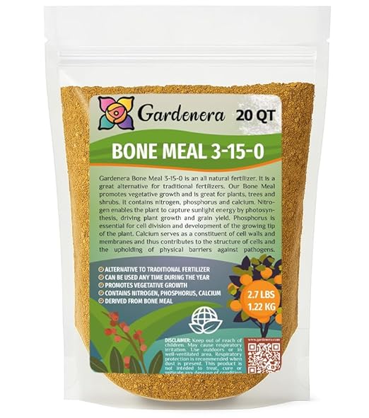 𝐁𝐄𝐒𝐓𝐒𝐄𝐋𝐋𝐄𝐑 Organic Bone Meal Fertilizer by Gardenera (4-12-0 NPK) All-Natural Plant Food Source of Nitrogen and Phosphorus for Bulbs, Gardens, Potted Plants, Trees, and Shrubs - 20 QUARTS