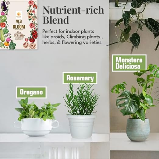 Veg N Bloom Natural Potting Mix Nutrient Rich Seed Starter Soil, Root Growth Coco Pith Neem Frass Garden Soil Vegetables Herbs Flowers Houseplants