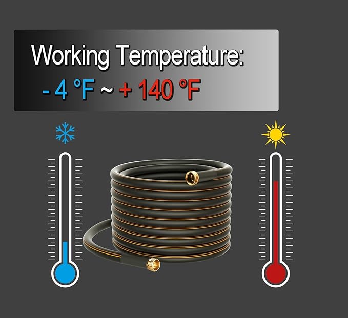 Atlantic Female to Female Heavy Duty Garden Hose 6 ft x 5/8 Inch Black Water Hose Short Connection Leader Hose.