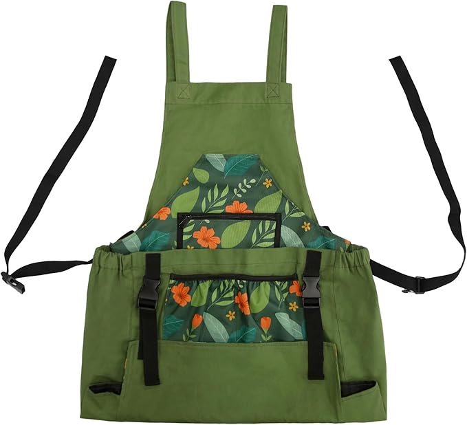 Gardening Apron with Quick Release Pockets for Women and Men, Water Resistant Picking Pouch
