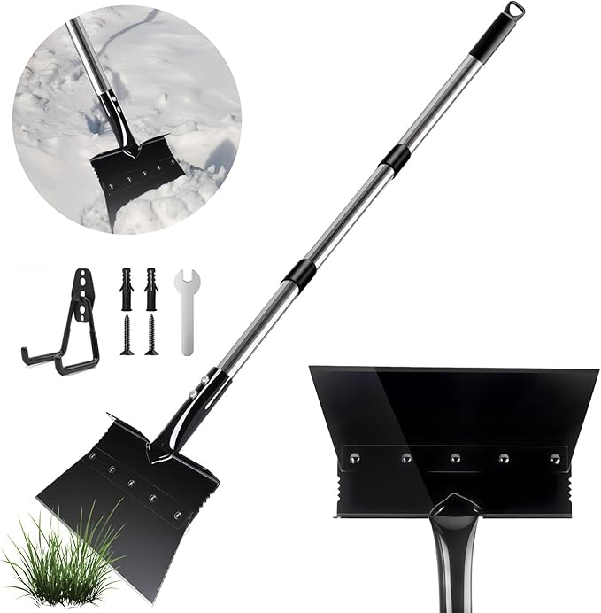 Garden Flat Shovel Weeding Tool 53-inch Multifunctional Cleaning Shovels Heavy Duty Floor Scrapers Long Handle, Weeding Scraper for Road Outdoor Driveway Lawn Edging, Ice Scraper, Snow Shovel Tool