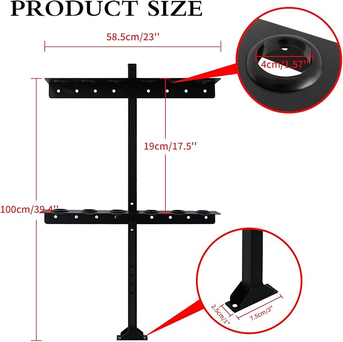 Trailer Racks for Lawn Equipment, Trailer Tool Rack Shovel Holder for Shovels, Rakes, Hoes, Landscape Hand Tool Rack for Open Trailers, Lawncare Trailer Accessories, with 6 Tool Holes&Rubber Grommets