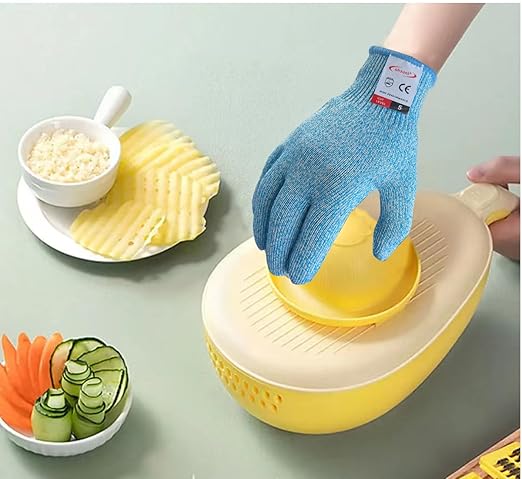 Cutting Gloves, 2 Pairs of Cut Resistant Gloves Food Grade, Cut Resistant Gloves for Kitchen, Oyster Shucking, Fish Fillet Processing, Carving Wood and Gardening(Large-Blue)