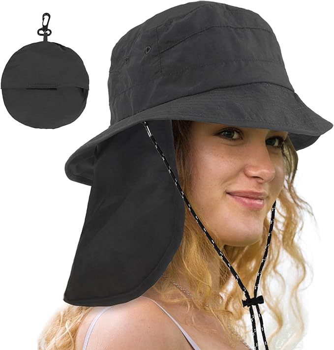 Water-Resistant Sun UPF 50+ Bucket Hat Protection Packable Brimmed Boonie for Women Men Summer Lightweight Hiking Outdoor Cap