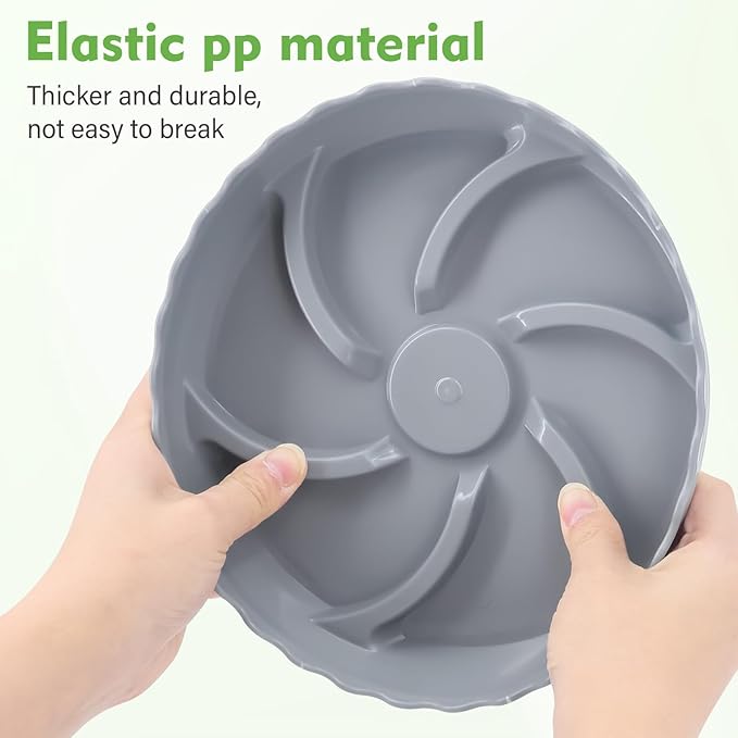 6 Pack 6 Inch Plant Trays for Pots, Raised Ridge Plant Saucers,8 10 12 14 Inch Durable Plastic Plant Pot Saucer,Gray Round Plant Water Catcher Tray for Indoors and Outdoors(Gray, 6‘’6pack)